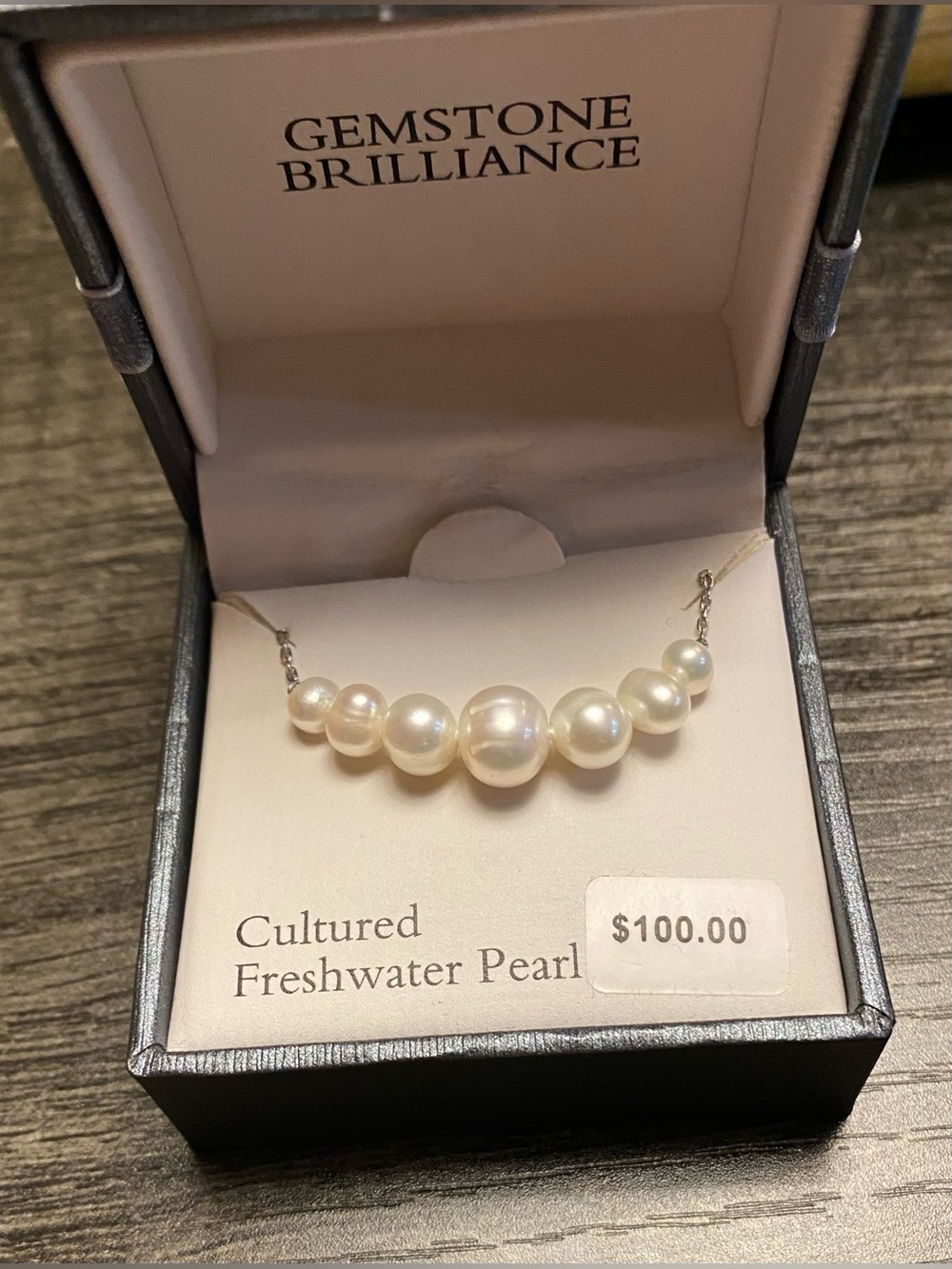 Freshwater Cultured Pearl Curved Bar Necklace